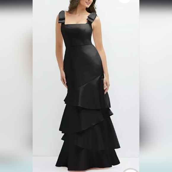 Dessy Collection Dresses & Skirts - Dessy Collection Black Sleeveless Gown with Tiered Ruffles.